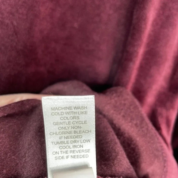 PURE JILL Velvet Tunic Dress Top Burgundy Soft Pockets Long Sleeve Pullover XS - Picture 10 of 12